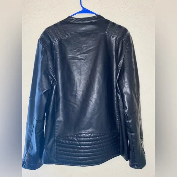 Black Large Leather Biker Jacket
